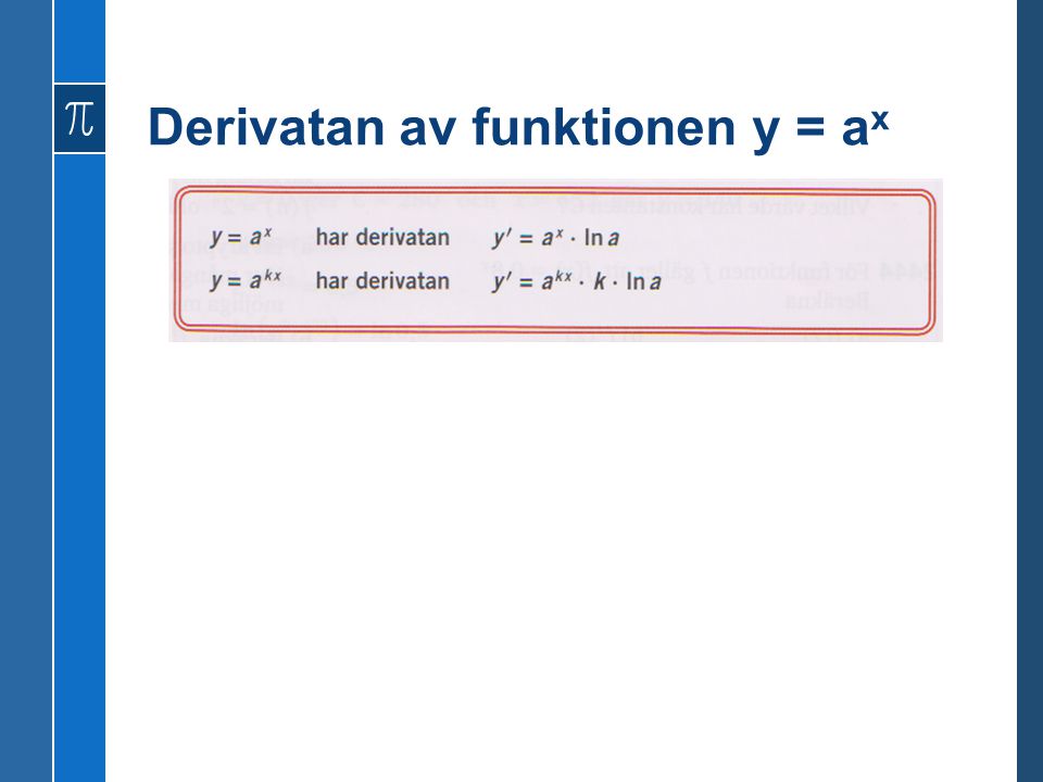 Derivatan av funktionen y = ax