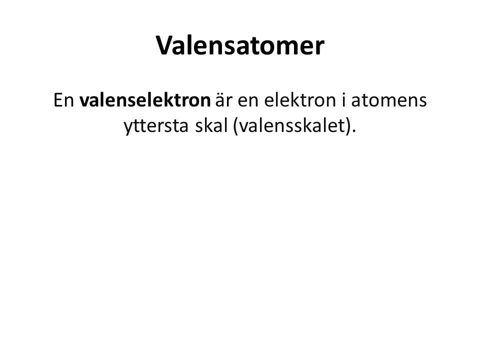 Valensatomer En valenselektron är en elektron i atomens yttersta skal (valensskalet).