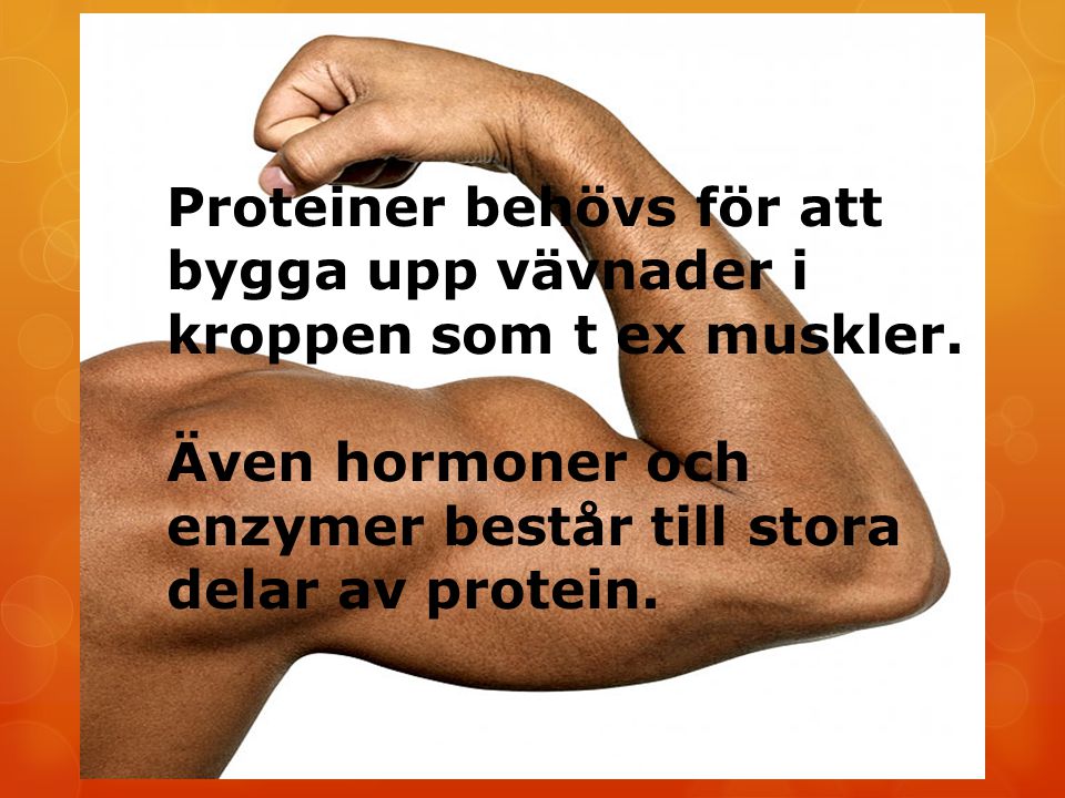 Proteiner behövs för att bygga upp vävnader i kroppen som t ex muskler