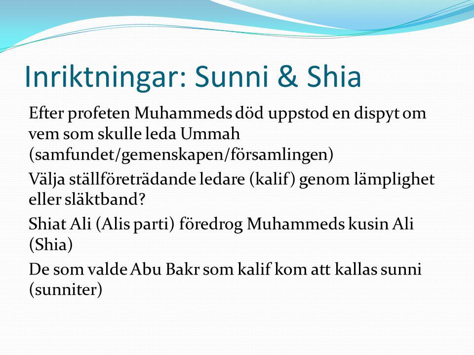 Inriktningar: Sunni & Shia