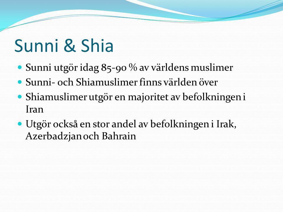 Sunni & Shia Sunni utgör idag % av världens muslimer
