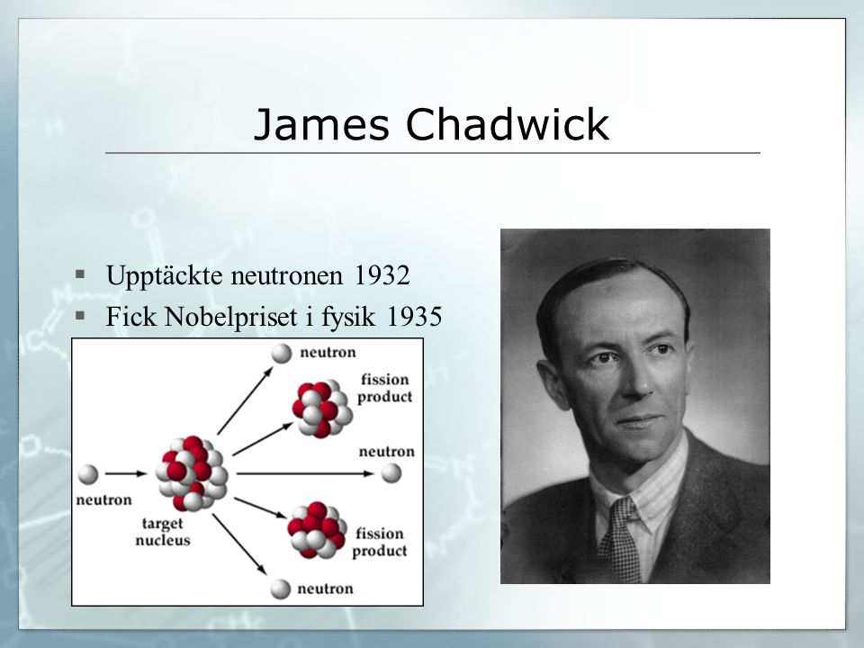 James Chadwick Upptäckte neutronen 1932 Fick Nobelpriset i fysik 1935