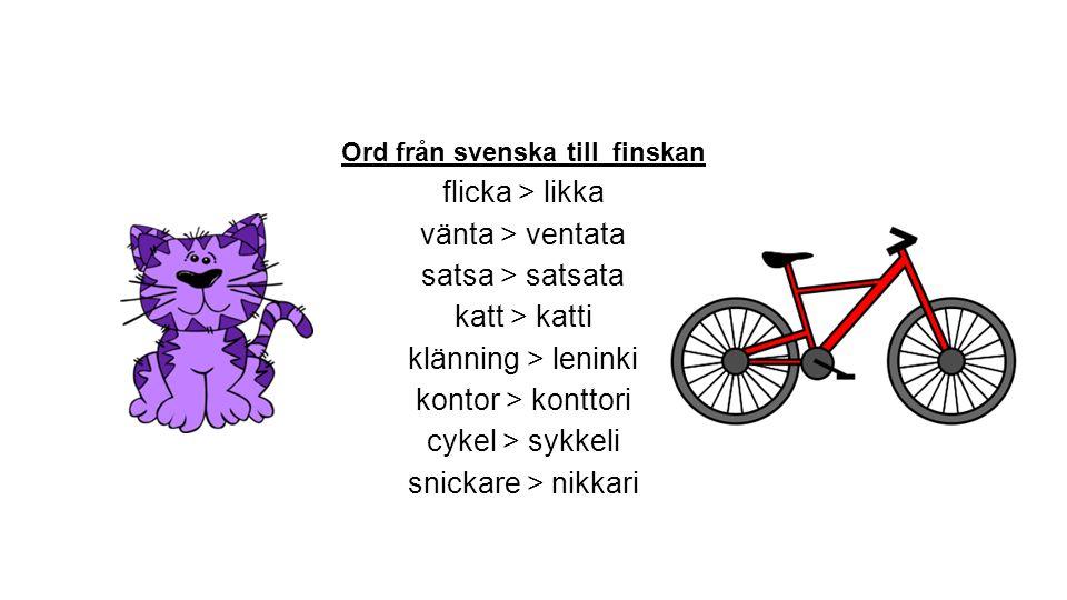 Ord från svenska till finskan