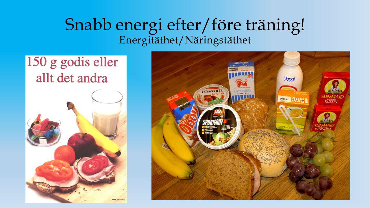 Snabb energi efter/före träning! Energitäthet/Näringstäthet
