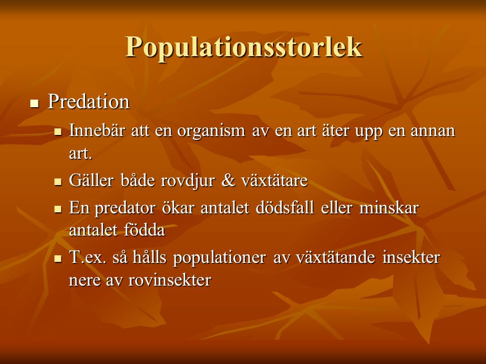 Populationsstorlek Predation