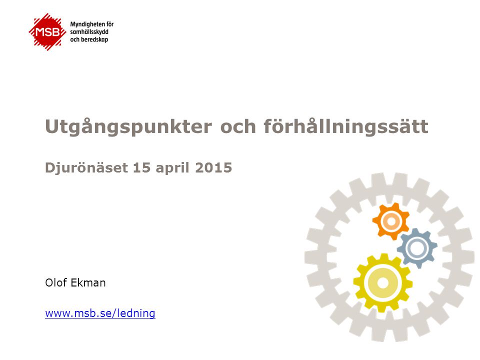 Utgångspunkter och förhållningssätt Djurönäset 15 april 2015
