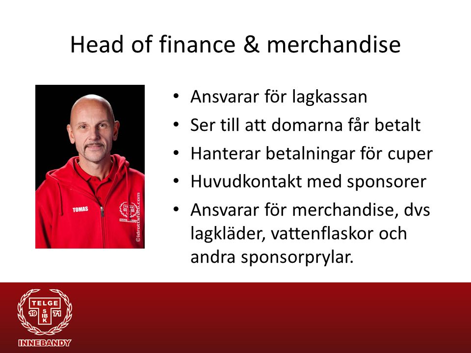 Head of finance & merchandise