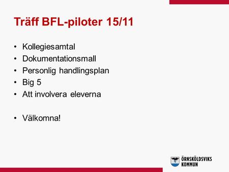 Träff BFL-piloter 15/11 Kollegiesamtal Dokumentationsmall