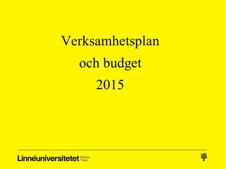 Verksamhetsplan och budget 2015