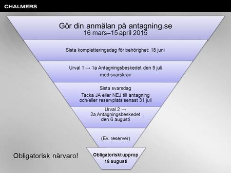 Gör din anmälan på antagning.se 16 mars–15 april 2015