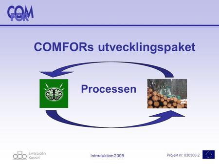 Ewa Lidén Kassel Projekt nr. 030300-2 Introduktion 2009 COMFORs utvecklingspaket Processen.