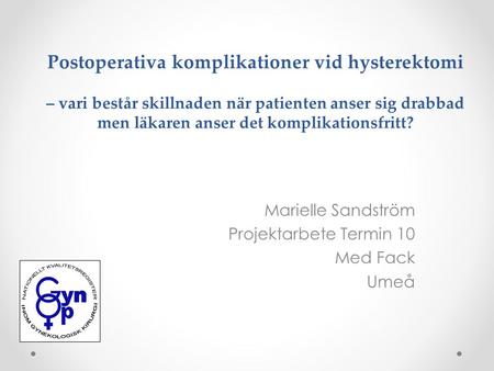 Marielle Sandström Projektarbete Termin 10 Med Fack Umeå