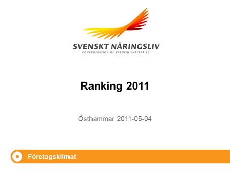 Företagsklimat Östhammar 2011-05-04 Ranking 2011.