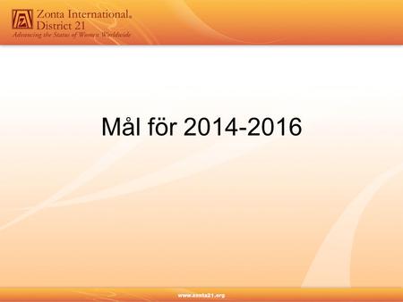 Mål för 2014-2016. Biennial Goals 2014 – 2016 Living up to our mission Conviction – Commitment – Courage Proposals presented and voted on at the ZI 2014.