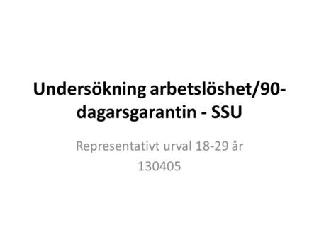 Undersökning arbetslöshet/90- dagarsgarantin - SSU Representativt urval 18-29 år 130405.