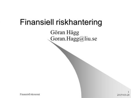 Finansiell riskhantering