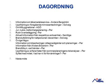 Personalmöte dagordning