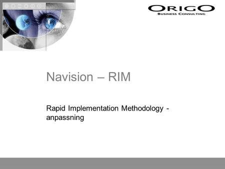 Navision – RIM Rapid Implementation Methodology - anpassning.