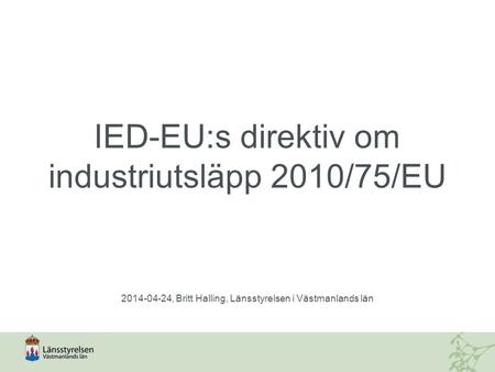 IED-EU:s direktiv om industriutsläpp 2010/75/EU