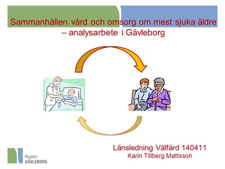 Sammanhållen vård och omsorg om mest sjuka äldre – analysarbete i Gävleborg Länsledning Välfärd 140411 Karin Tillberg Mattsson.