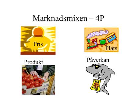 Marknadsmixen – 4P Pris Plats Påverkan Produkt.