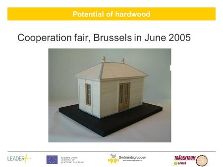 Potential of hardwood Europeiska Unionen Utvecklings- och garantifonden för jordbruket Cooperation fair, Brussels in June 2005.