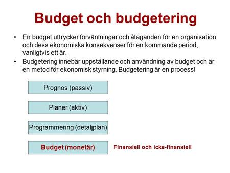 Budget och budgetering