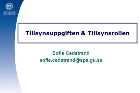 Tillsynsuppgiften & Tillsynsrollen