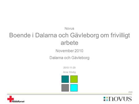 Novus Boende i Dalarna och Gävleborg om frivilligt arbete November 2010 Dalarna och Gävleborg 2010-11-29 Arne Modig 2046.