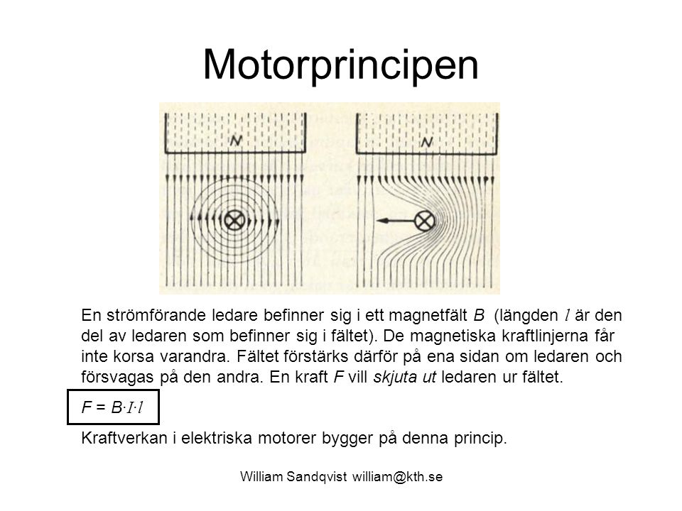 William Sandqvist Motorprincipen En Stromforande Ledare Befinner Sig I Ett Magnetfalt B Langden L Ar Den Del Av Ledaren Som Befinner Sig Ppt Ladda Ner