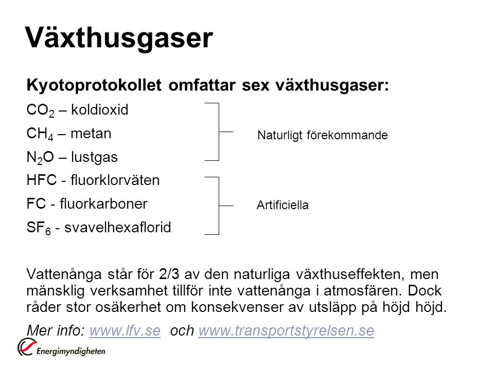 Växthusgaser Kyotoprotokollet omfattar sex växthusgaser: - ppt video online  ladda ner