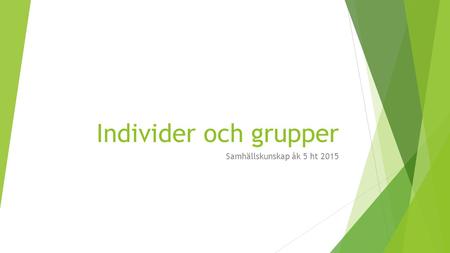 Individer och grupper Samhällskunskap åk 5 ht 2015.