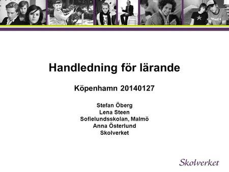 Handledning för lärande Köpenhamn 20140127 Stefan Öberg Lena Steen Sofielundsskolan, Malmö Anna Österlund Skolverket.