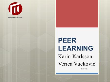 PEER LEARNING Karin Karlsson Verica Vuckovic 20151105.