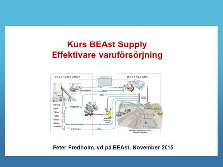 Kurs BEAst Supply Effektivare varuförsörjning Peter Fredholm, vd på BEAst, November 2015.