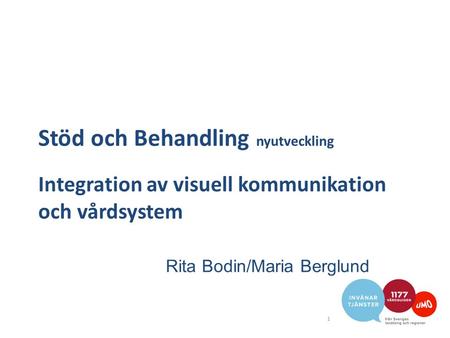 Stöd och Behandling nyutveckling Integration av visuell kommunikation och vårdsystem 1 Rita Bodin/Maria Berglund.