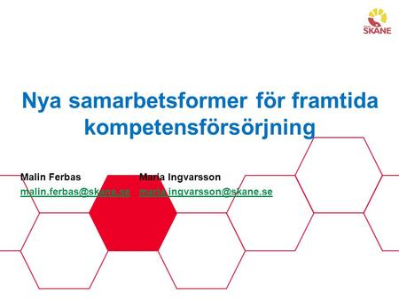 Nya samarbetsformer för framtida kompetensförsörjning Malin FerbasMaria Ingvarsson