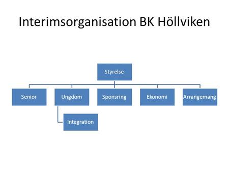 Interimsorganisation BK Höllviken Styrelse SeniorUngdom Integration SponsringEkonomiArrangemang.
