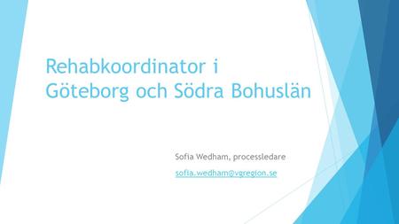 Rehabkoordinator i Göteborg och Södra Bohuslän Sofia Wedham, processledare