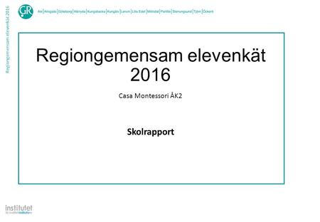 Regiongemensam elevenkät 2016 Skolrapport Casa Montessori ÅK2.