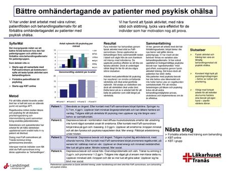 Bättre omhändertagande av patienter med psykisk ohälsa