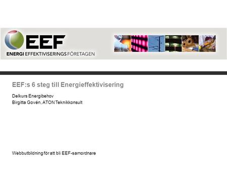 EEF:s 6 steg till Energieffektivisering
