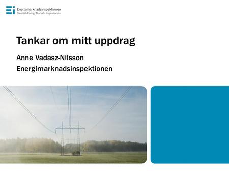 Tankar om mitt uppdrag Anne Vadasz-Nilsson Energimarknadsinspektionen.