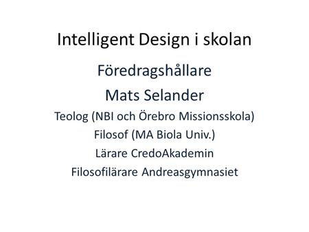 Intelligent Design i skolan