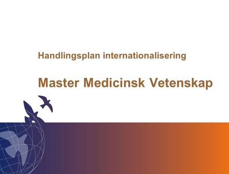 Lunds universitet / Medicinska fakulteten / 2010-11-30 Handlingsplan internationalisering Master Medicinsk Vetenskap.