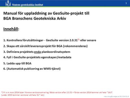 Manual för uppladdning av GeoSuite-projekt till