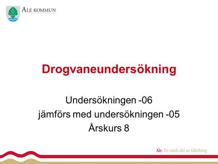 Drogvaneundersökning Undersökningen -06 jämförs med undersökningen -05 Årskurs 8.