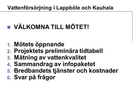 Vattenförsörjning i Lappböle och Kauhala