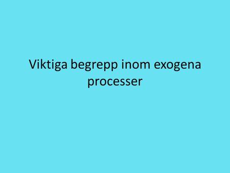 Viktiga begrepp inom exogena processer