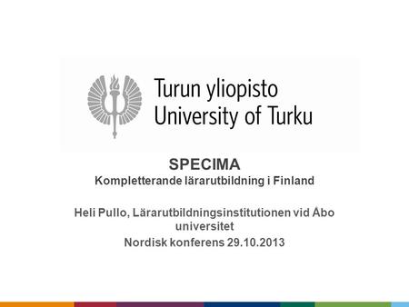 SPECIMA Kompletterande lärarutbildning i Finland